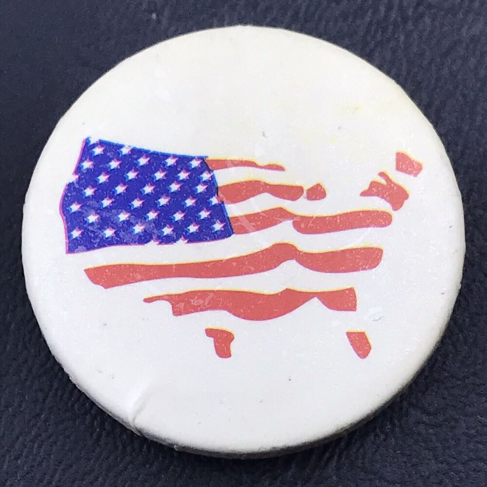 USA Flag Shape of US America Vintage Button Pinback Pin